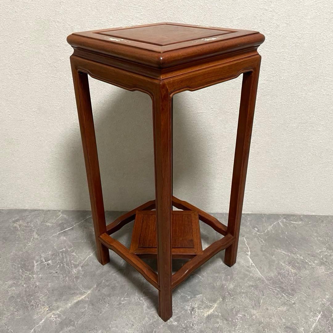 螺鈿細工 唐木　木工象嵌 花台　盆栽台