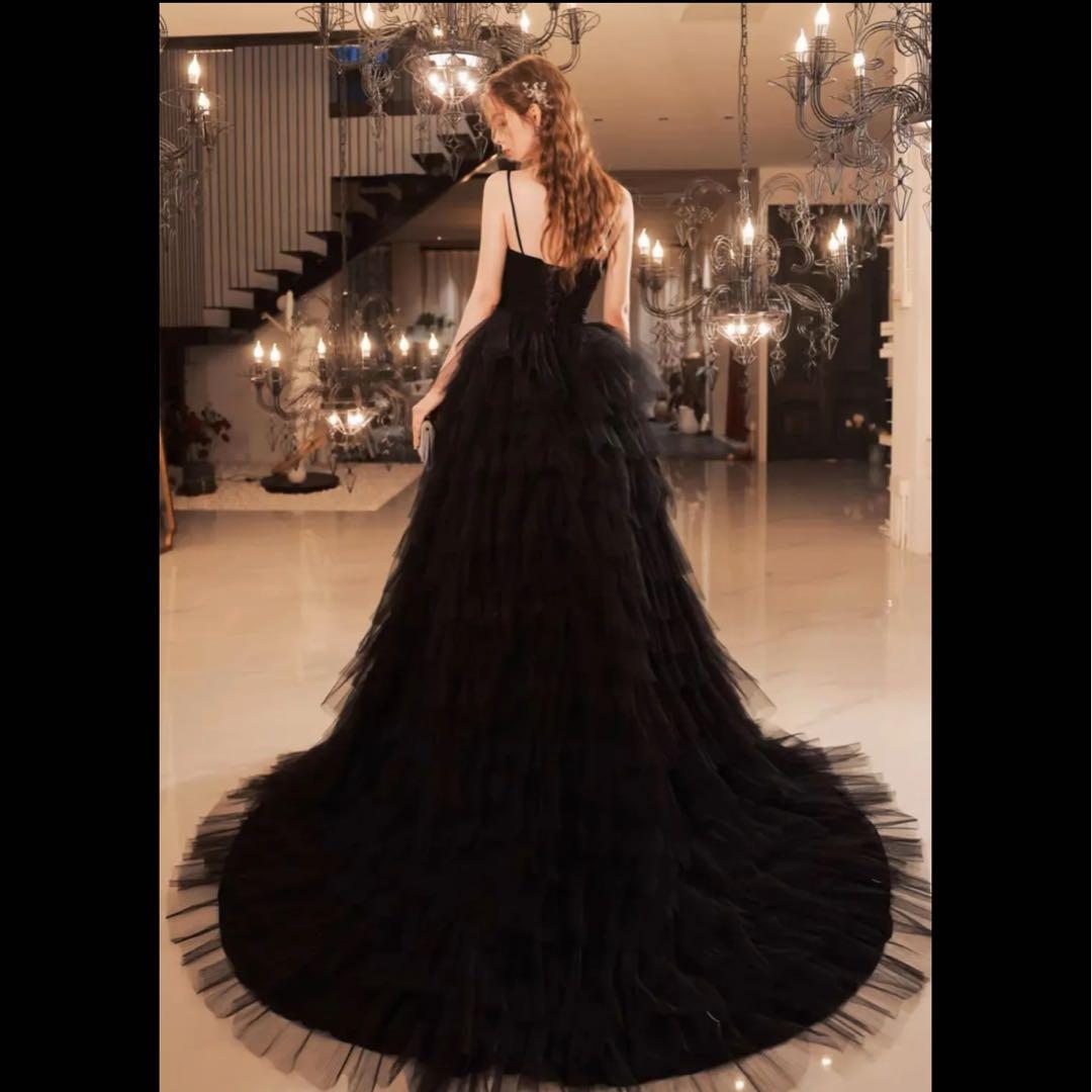 ブラックティアードドレス Sサイズ　前撮り　ブラックドレス　チュール