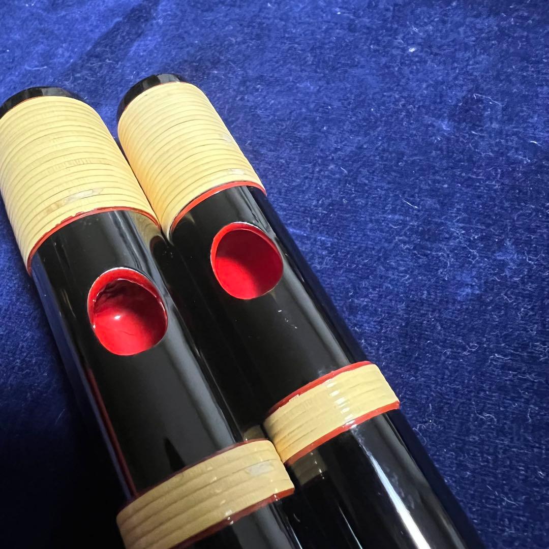 篠笛 獅子田 7本調子 4本調子 古典調 総巻 黒漆塗 2本セット