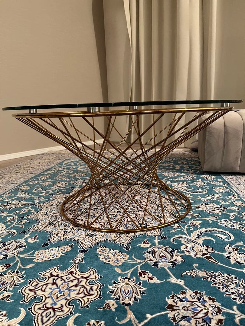 Francfranc マーリア コーヒーテーブル クリア×ゴールド