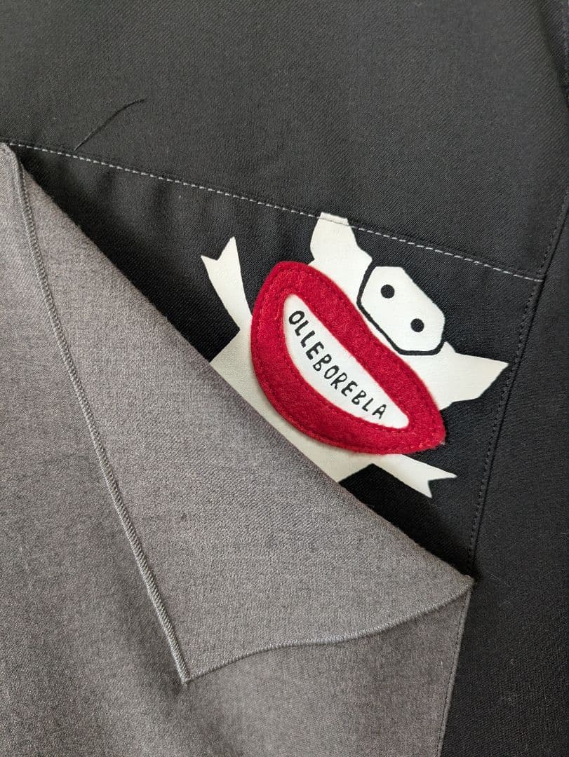 アルベロベロ♥️ぶたさんアートプリント五分袖チュニック グレー・ブラック