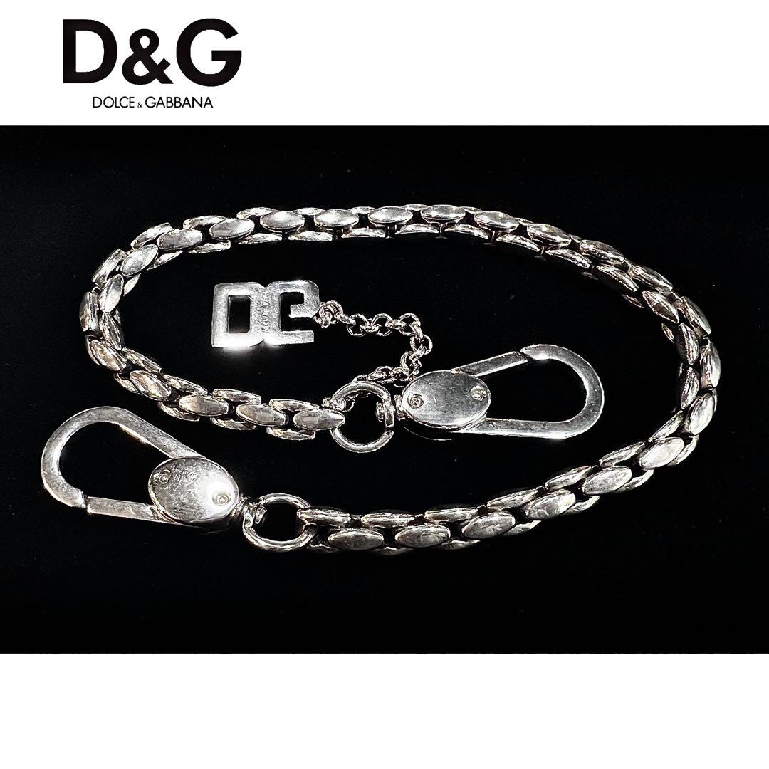 D&Gディー＆ジー◇ウォレットチェーン 2フック ロゴマークチャーム付mh593