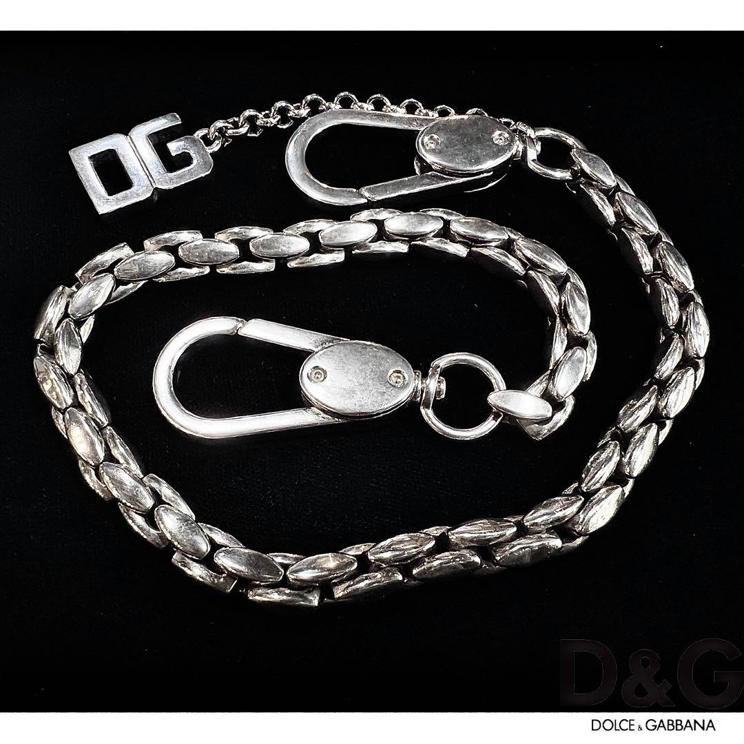 D&Gディー＆ジー◇ウォレットチェーン 2フック ロゴマークチャーム付mh593