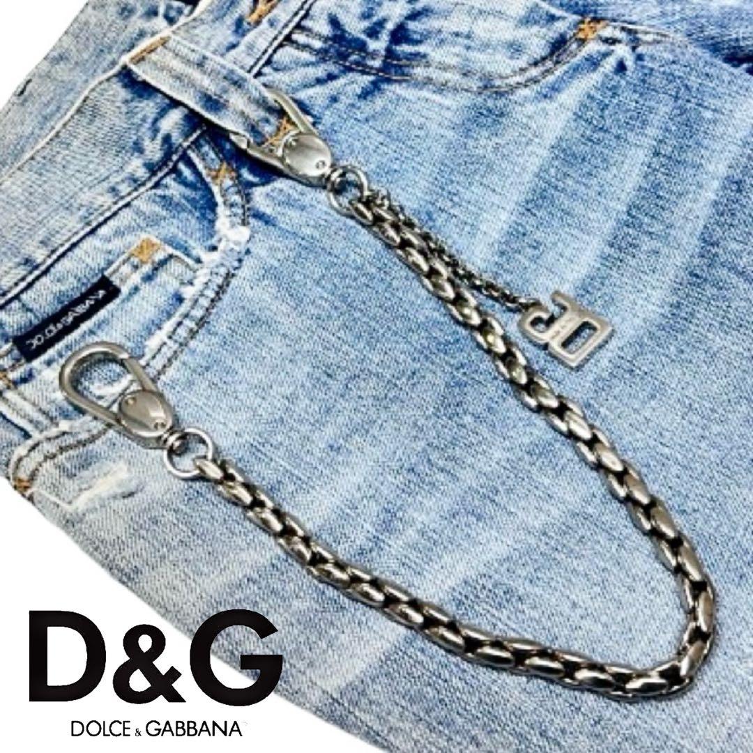 D&Gディー＆ジー◇ウォレットチェーン 2フック ロゴマークチャーム付mh593