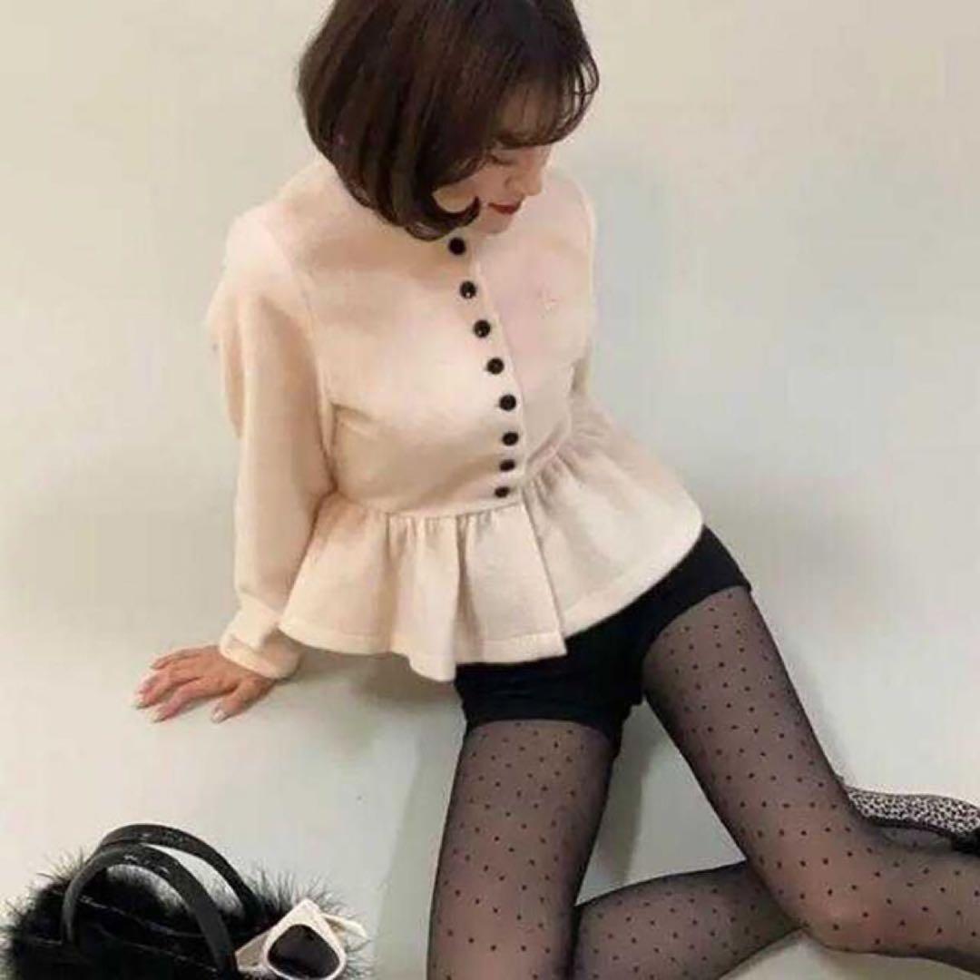 bibiy ペプラムカーディガン ピンク