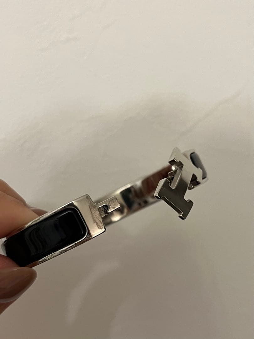 HERMES　エルメス　 ブレスレット クリックH　ブラック×シルバー