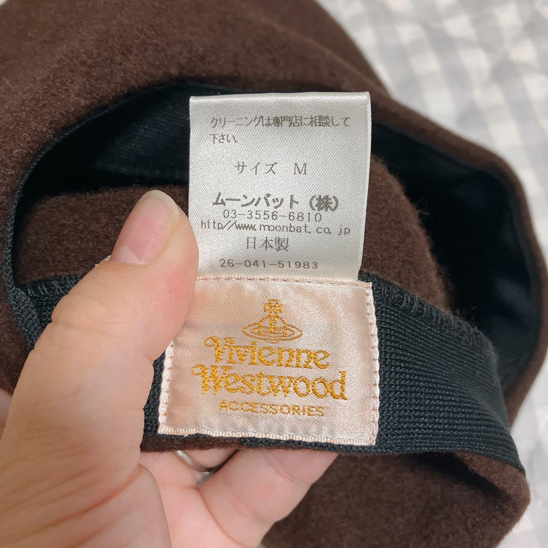 【美品】ブラウン　茶色　ベレー帽　オーブワンポイント　ヴィンテージ