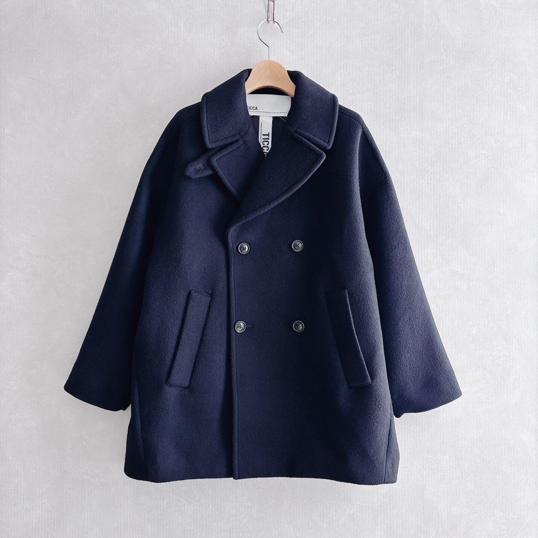 24AW TICCA ダブルブレストピーコートTBDA-232 ブラック