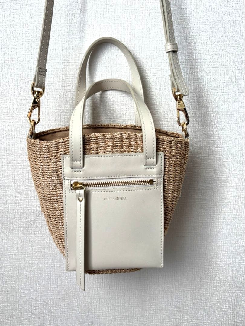 VIOLA d'ORO かごバッグ ベージュ 2WAY