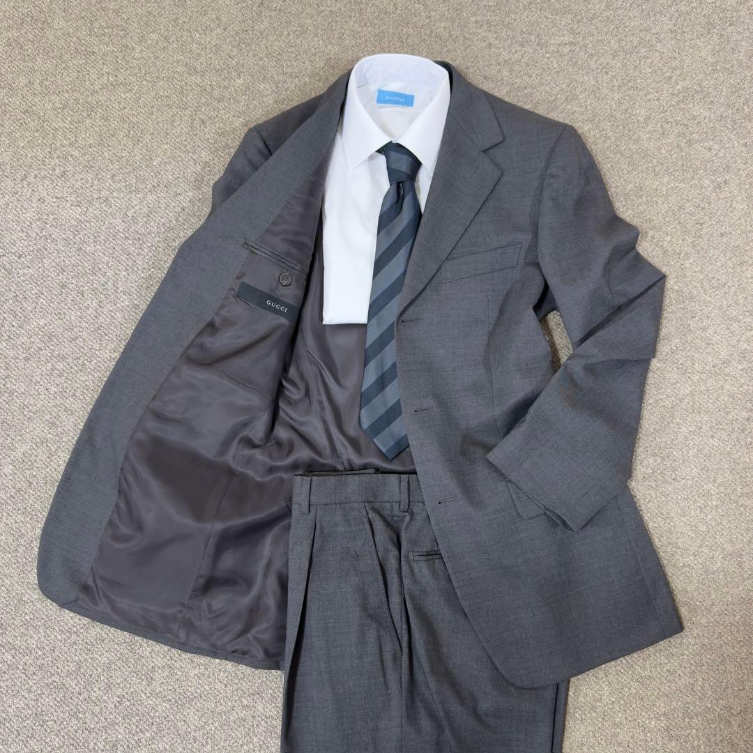 【美品】GUCCI グッチ グレースーツ ジャケット＆パンツ 28E7FL
