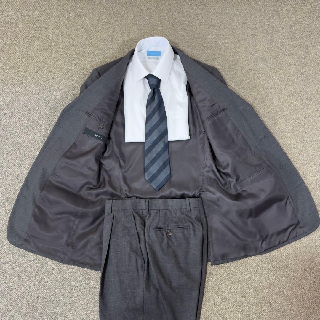 【美品】GUCCI グッチ グレースーツ ジャケット＆パンツ 28E7FL
