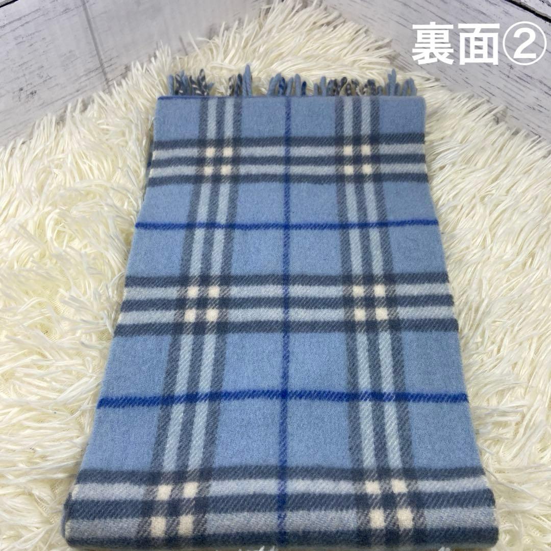 BURBERRY バーバリー ノバチェックマフラー カシミヤ混 ライトブルー