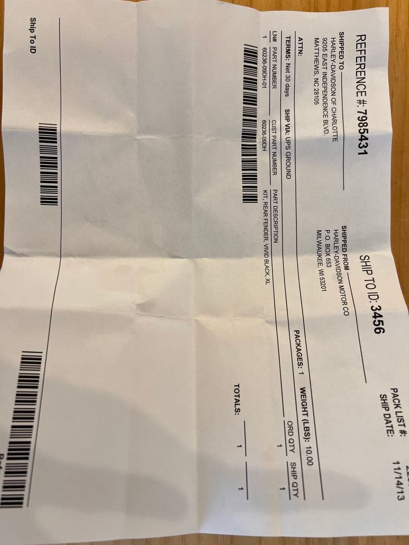 スポーツスター純正　Chopped Rear Fender ショートフェンダー