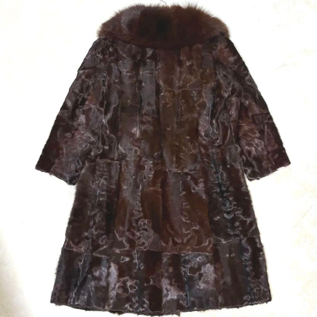 スワカラ×フォックス ロングコート ブラウン 高級毛皮 ヴィンテージ 15号