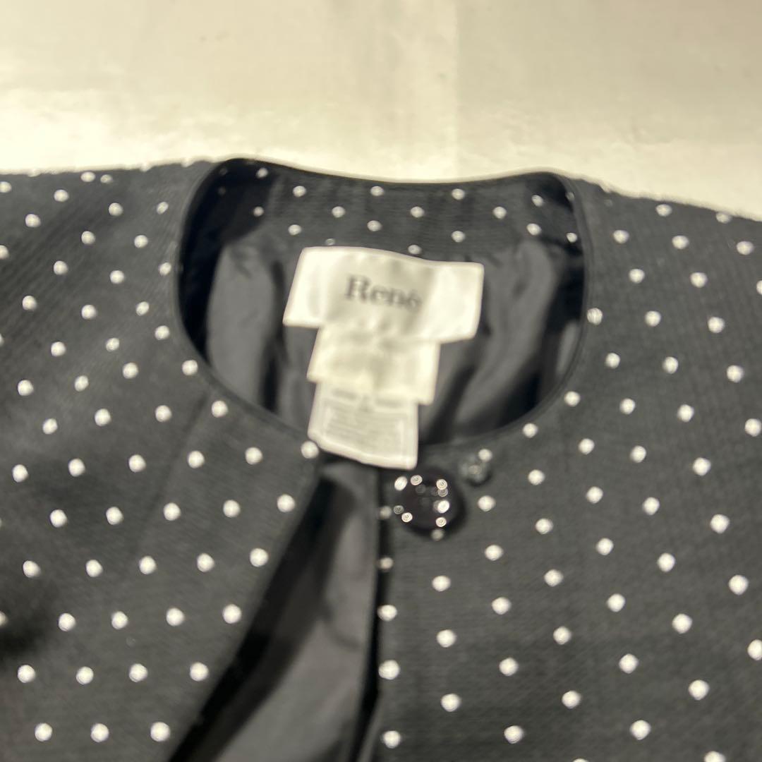 Rene ルネ　ノーカラーコート　ドット柄 34