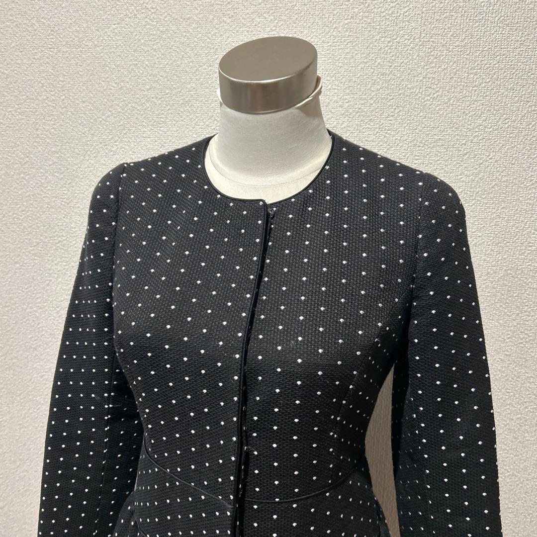 Rene ルネ　ノーカラーコート　ドット柄 34