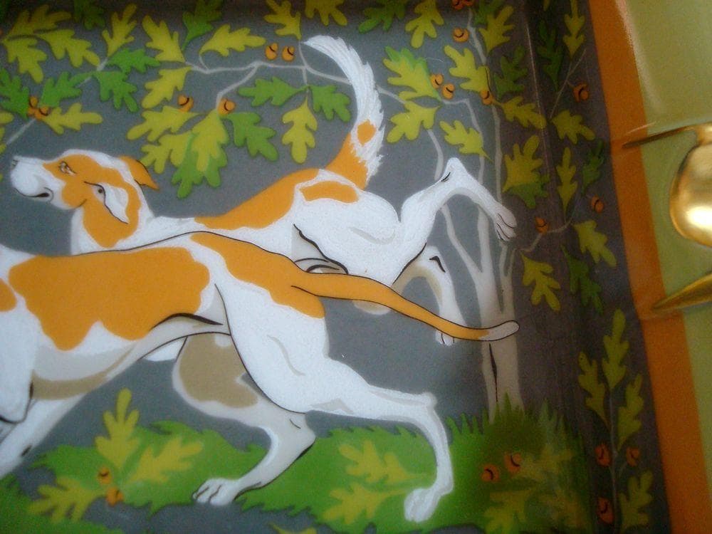 エルメス　HERMES　　灰皿　アッシュトレイ 葉っぱと走る犬