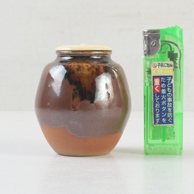 茶道具　瀬戸焼　茶入　銘「松かき」　仕覆付　松尾不染斎極め箱　V　9275