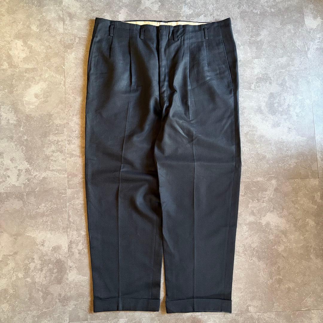 50s スラックス ブラック W40 ウール USA製 絣 Talon 極太