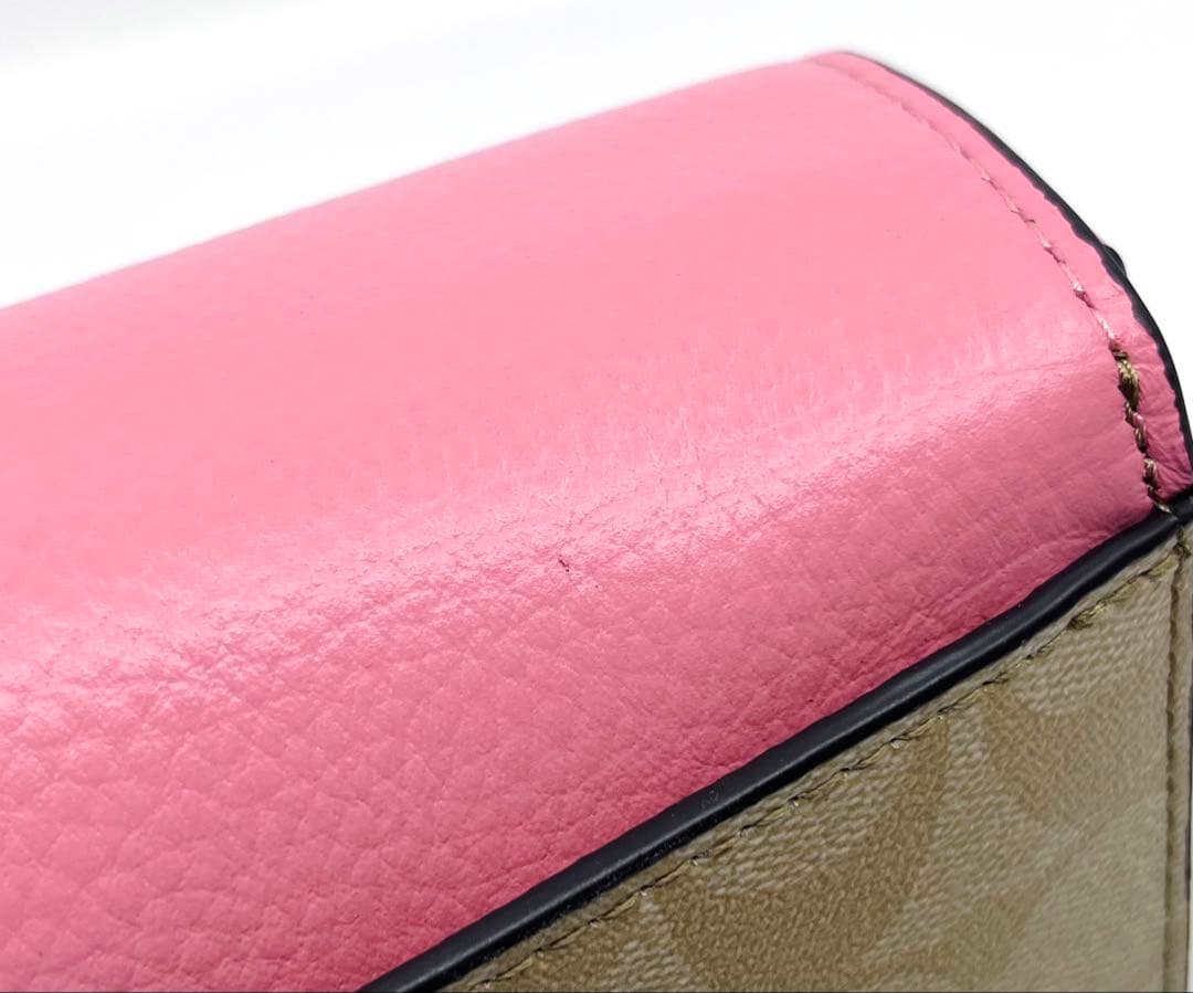 【新品・未使用】COACH シグネチャー ピンク フラップ ショルダー バッグ