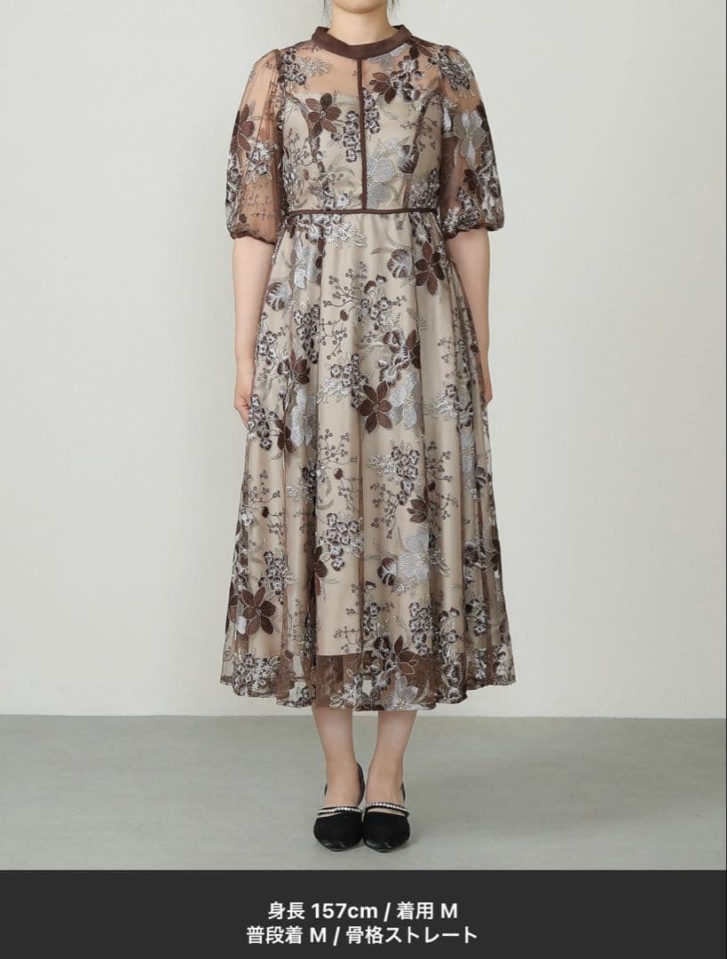 kana フラワー刺繍シースルーパーティードレス Mサイズ
