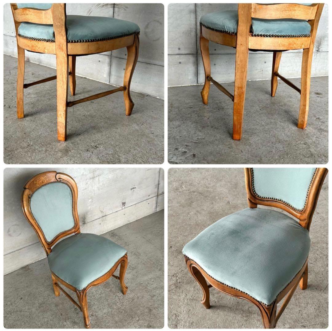 ✦90s✦ロココ調 イタリア製ダイニングチェア アンティーク　ベロア ベルベット