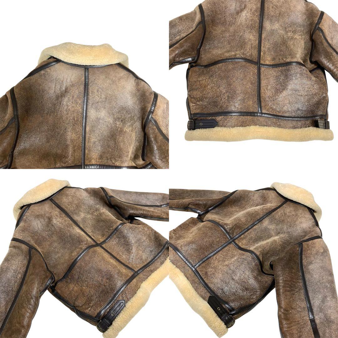 【良品】US ARMY ムートンジャケット フライトジャケット B3 羊革 茶