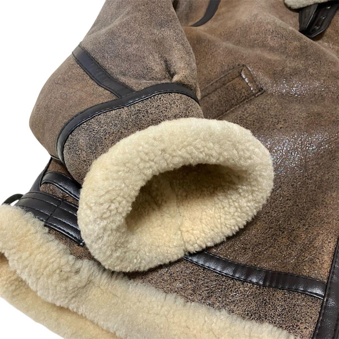 【良品】US ARMY ムートンジャケット フライトジャケット B3 羊革 茶