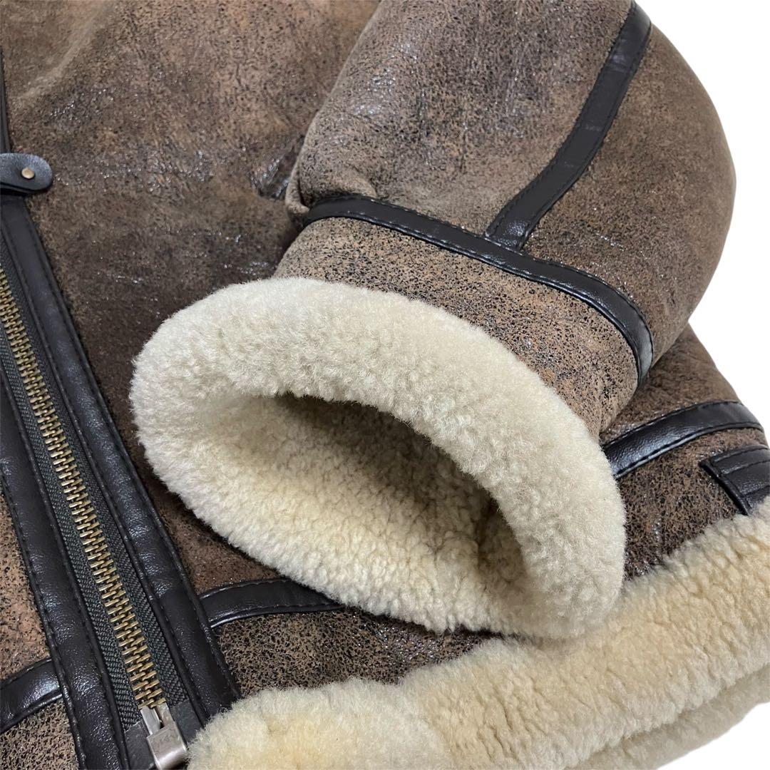 【良品】US ARMY ムートンジャケット フライトジャケット B3 羊革 茶