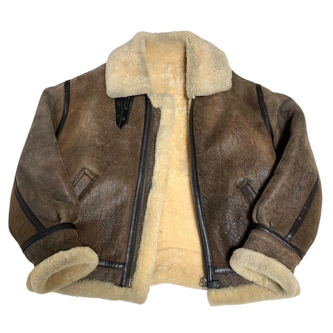 【良品】US ARMY ムートンジャケット フライトジャケット B3 羊革 茶