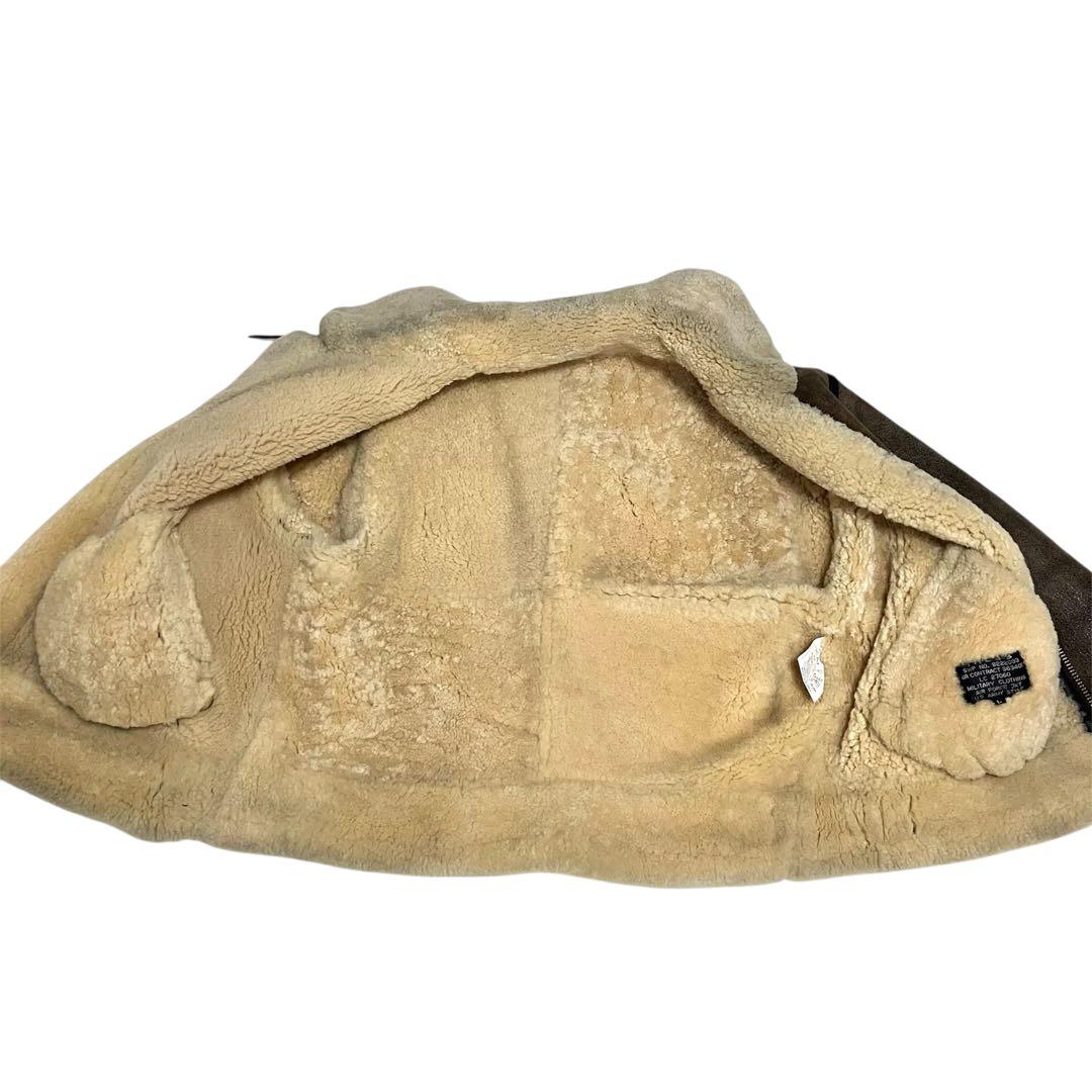 【良品】US ARMY ムートンジャケット フライトジャケット B3 羊革 茶