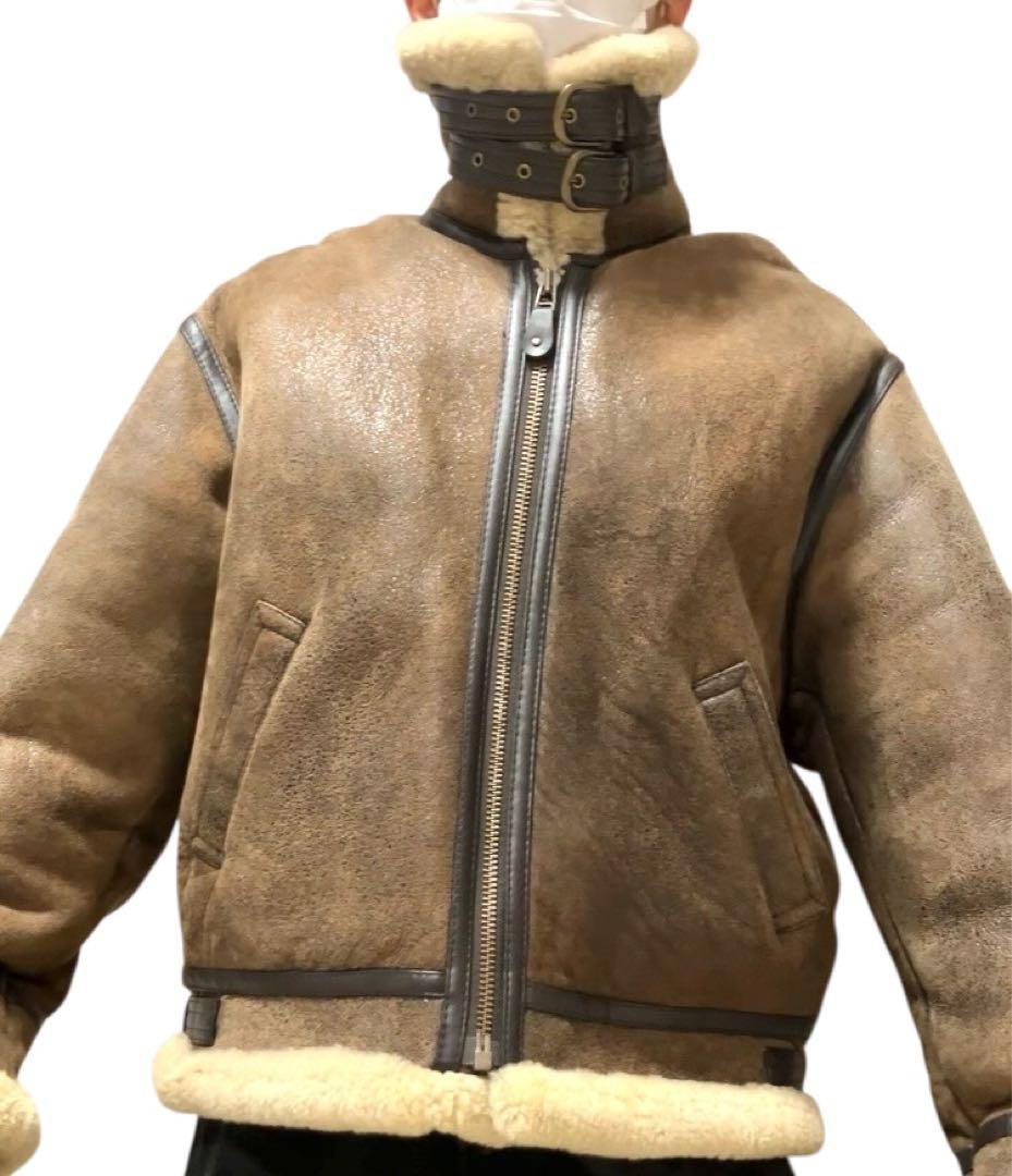 【良品】US ARMY ムートンジャケット フライトジャケット B3 羊革 茶