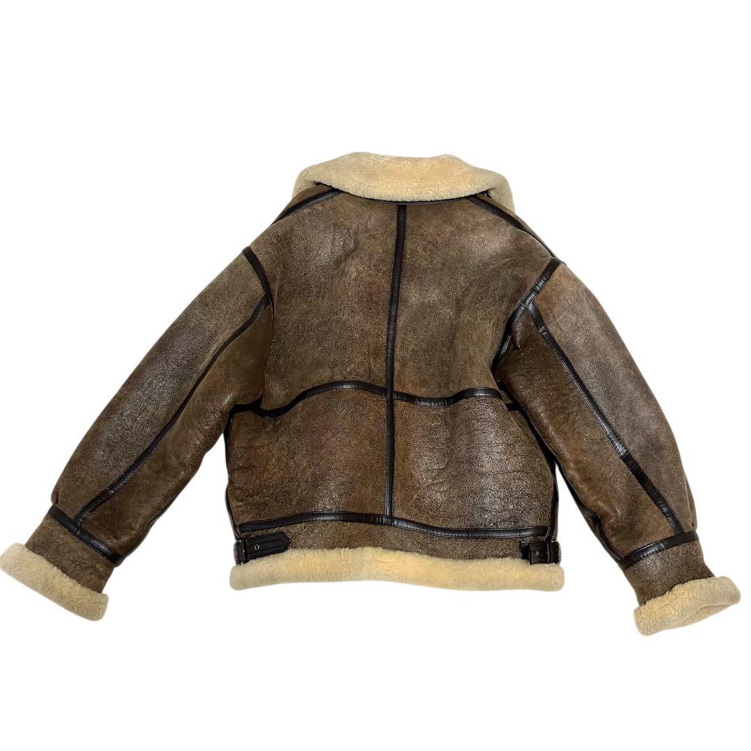 【良品】US ARMY ムートンジャケット フライトジャケット B3 羊革 茶