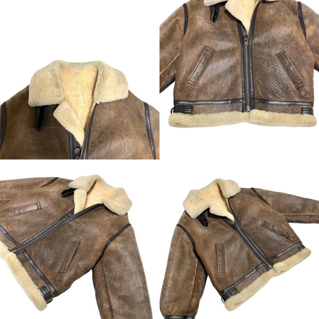 【良品】US ARMY ムートンジャケット フライトジャケット B3 羊革 茶
