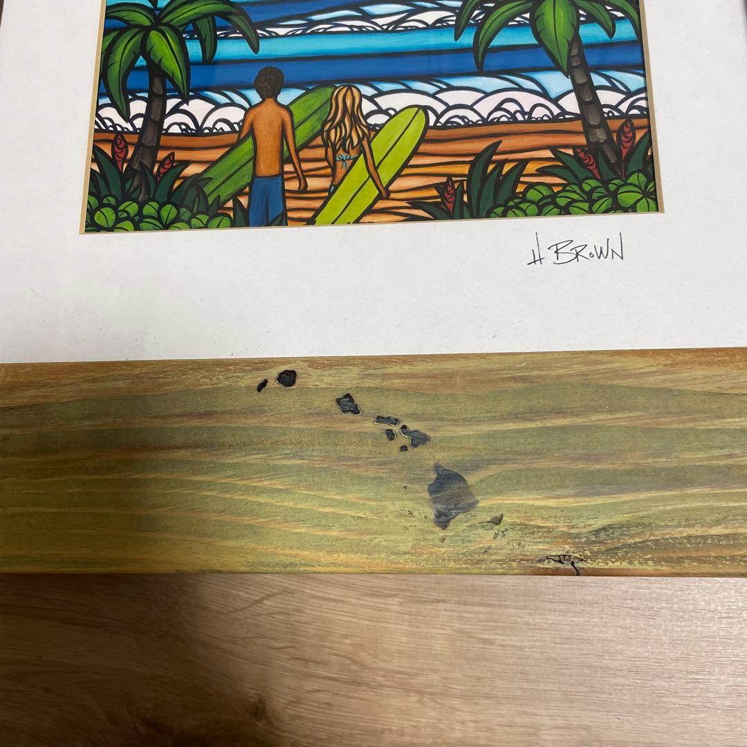 ヘザーブラウン　サーフアートフレームセット絵　純正額付き　ロンハーマン　wtw