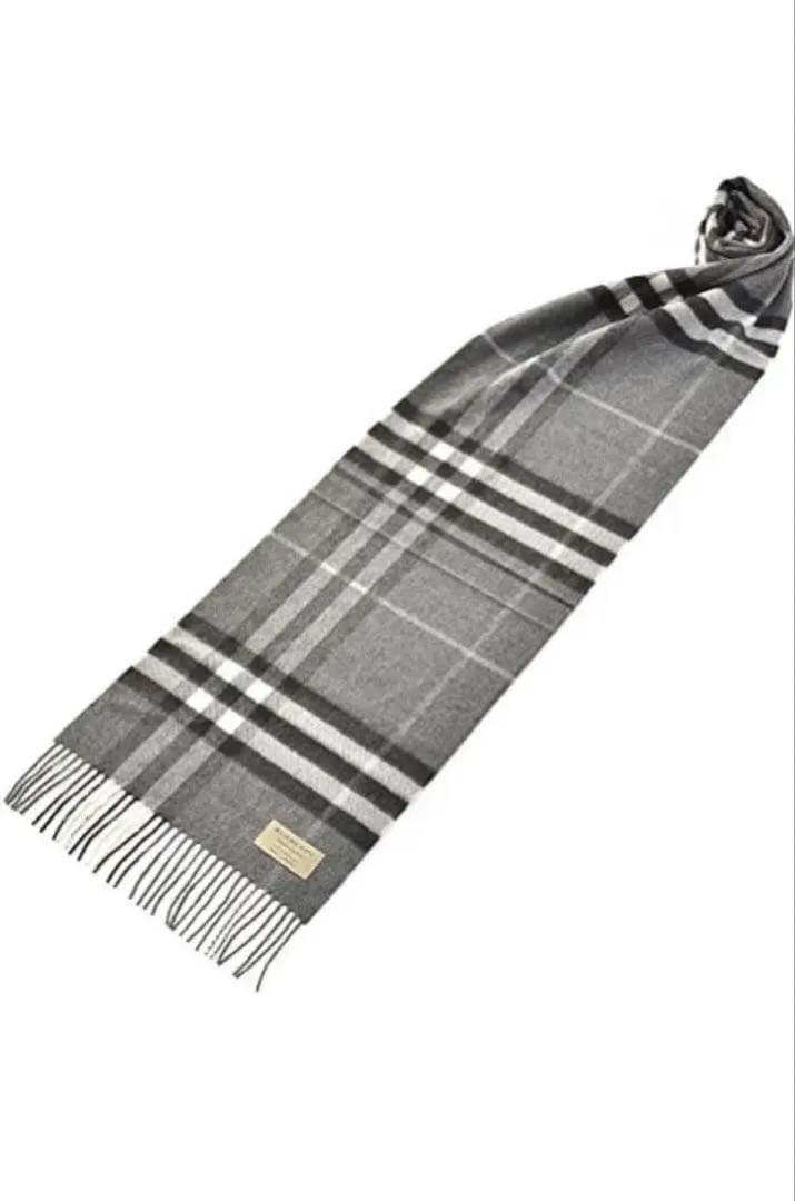 BURBERRY 100%カシミヤ マフラー グレー系