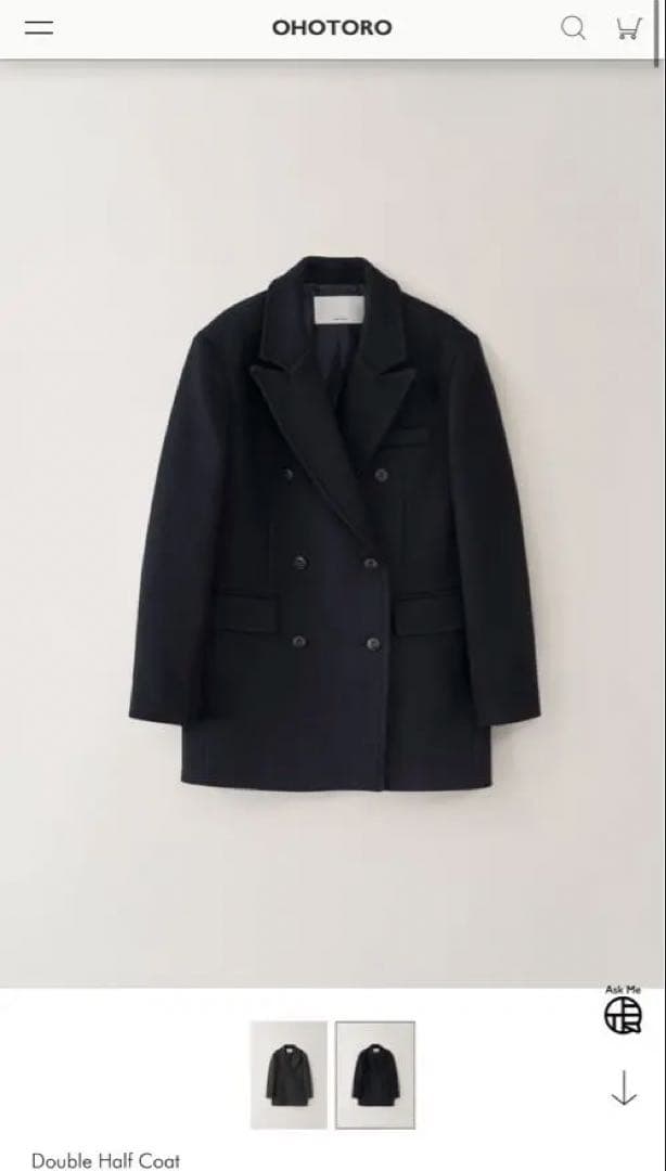 ジャケット・アウター OHOTORO Double Half Coat / navy / free