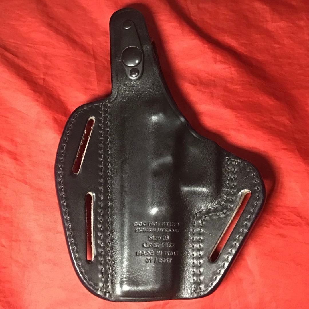 ブラックホーク製　実物レザーヒップホルスター グロック17用　右用　中古品