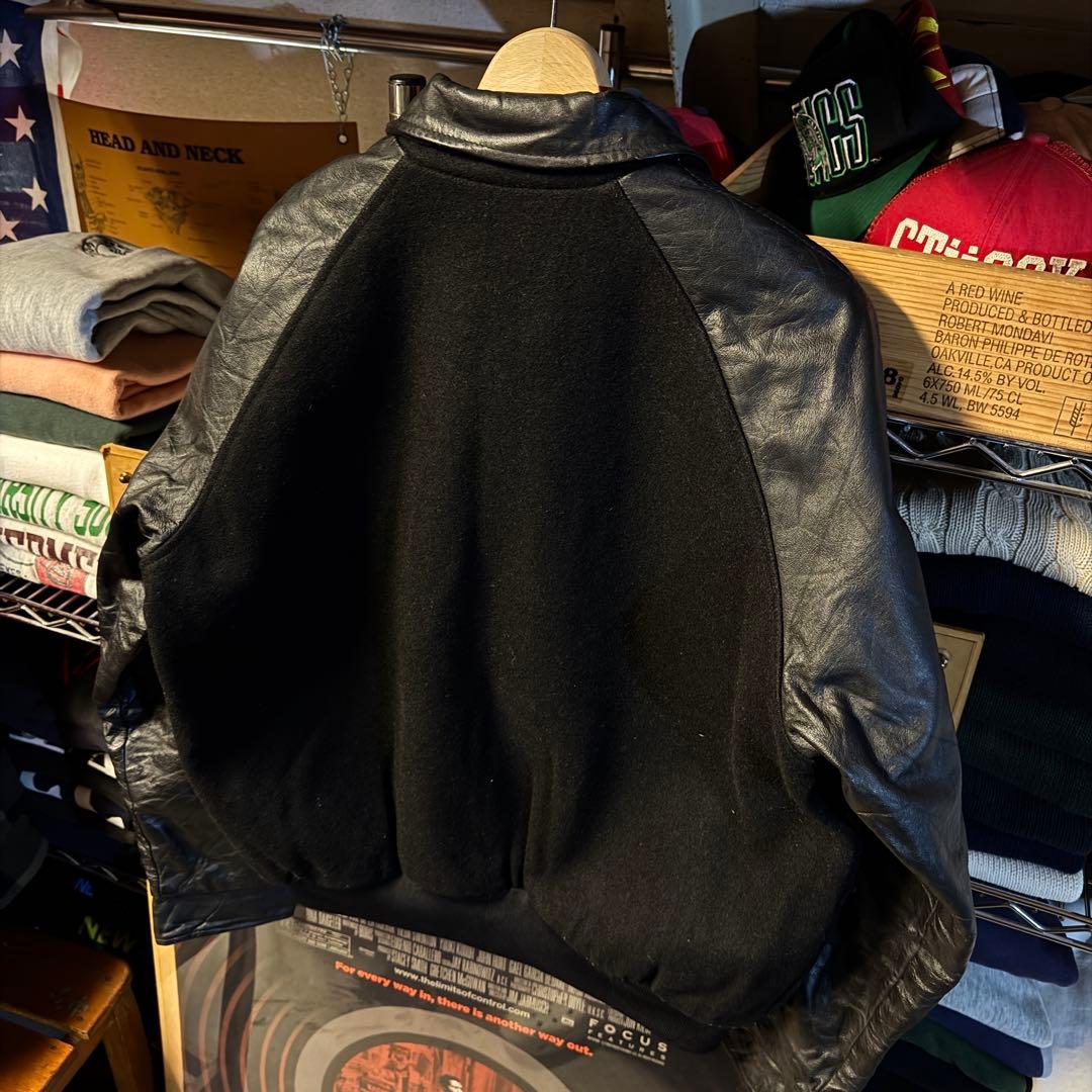 80s vintage スタジャン オールブラック ビッグサイズ