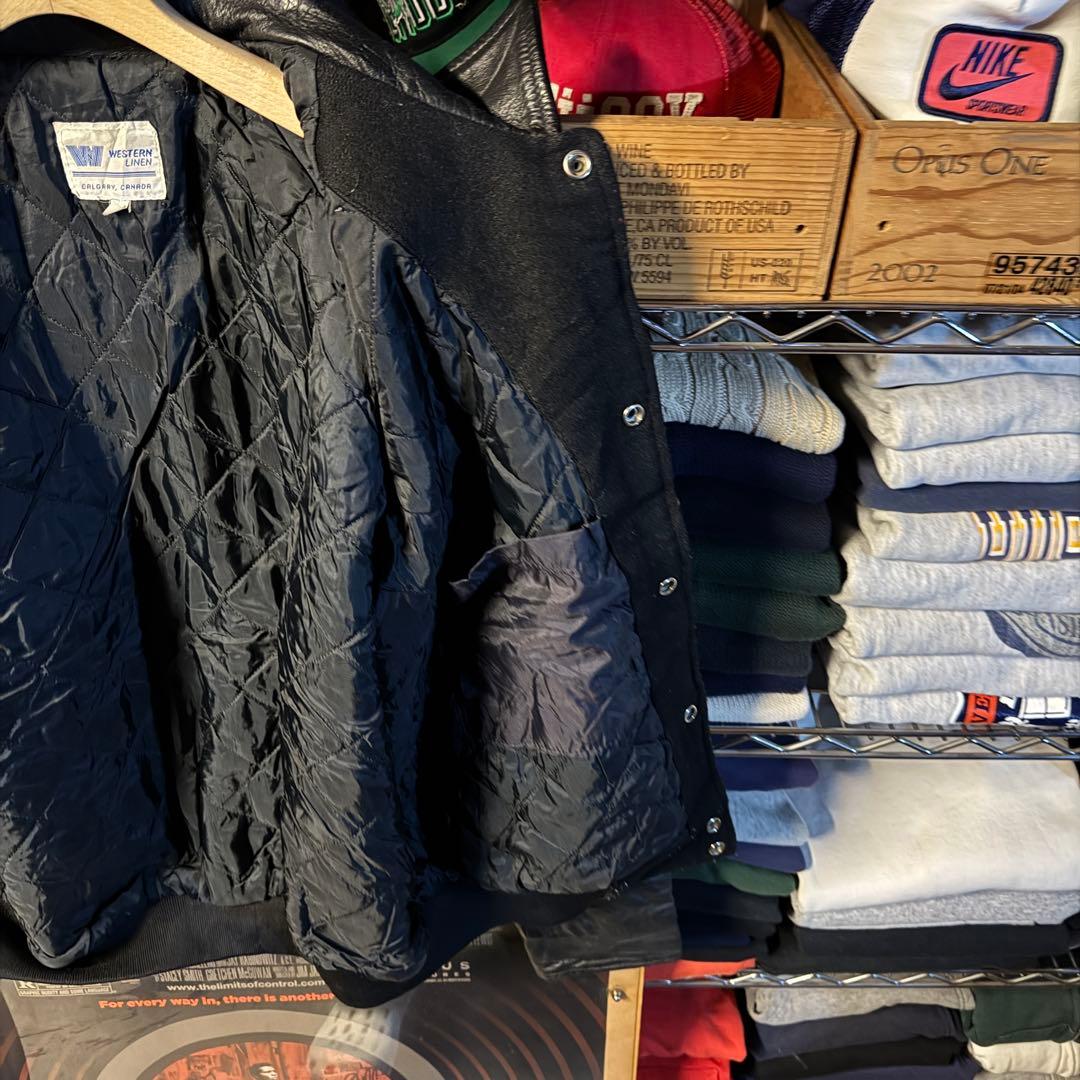 80s vintage スタジャン オールブラック ビッグサイズ