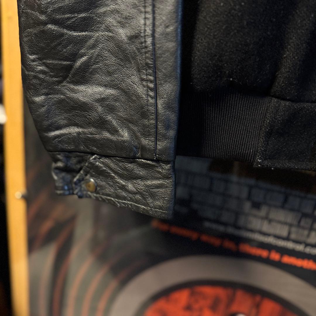 80s vintage スタジャン オールブラック ビッグサイズ