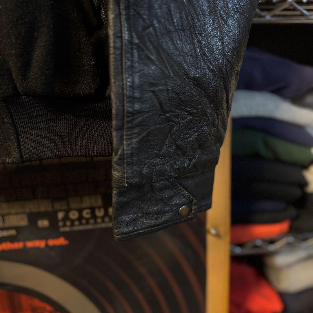 80s vintage スタジャン オールブラック ビッグサイズ