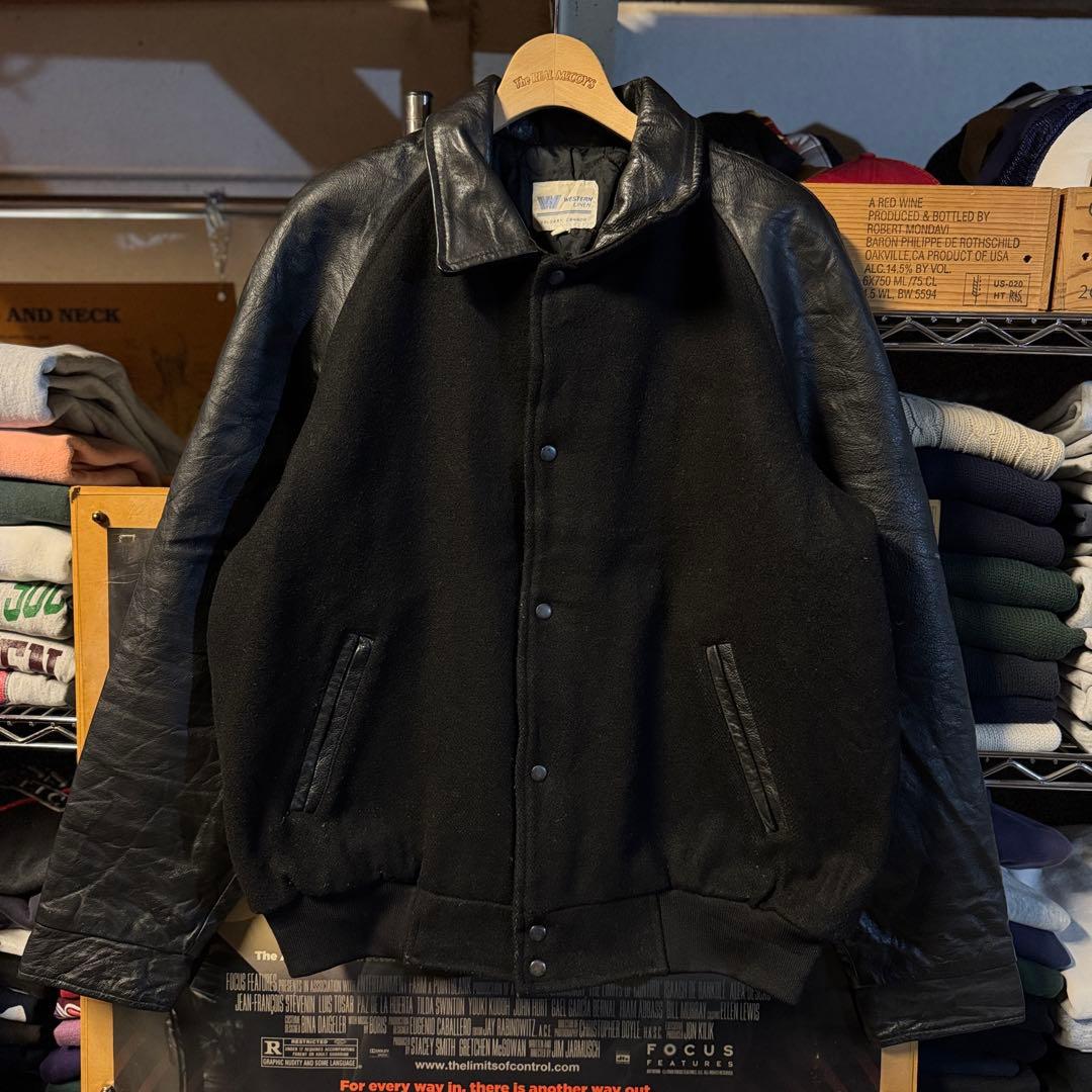 80s vintage スタジャン オールブラック ビッグサイズ