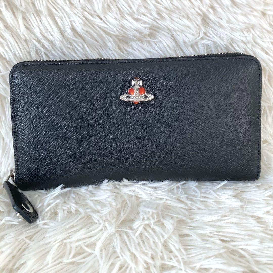 ヴィヴィアンウエストウッド　ディアマンテ　長財布 レザー　ブラック
