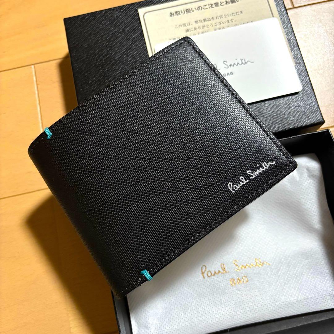 Paul Smith コントラストカラー　二つ折り財布　新品未使用品　ブラック