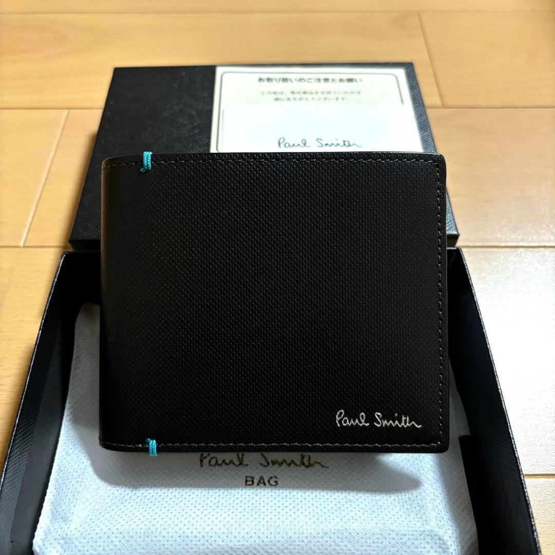 Paul Smith コントラストカラー　二つ折り財布　新品未使用品　ブラック