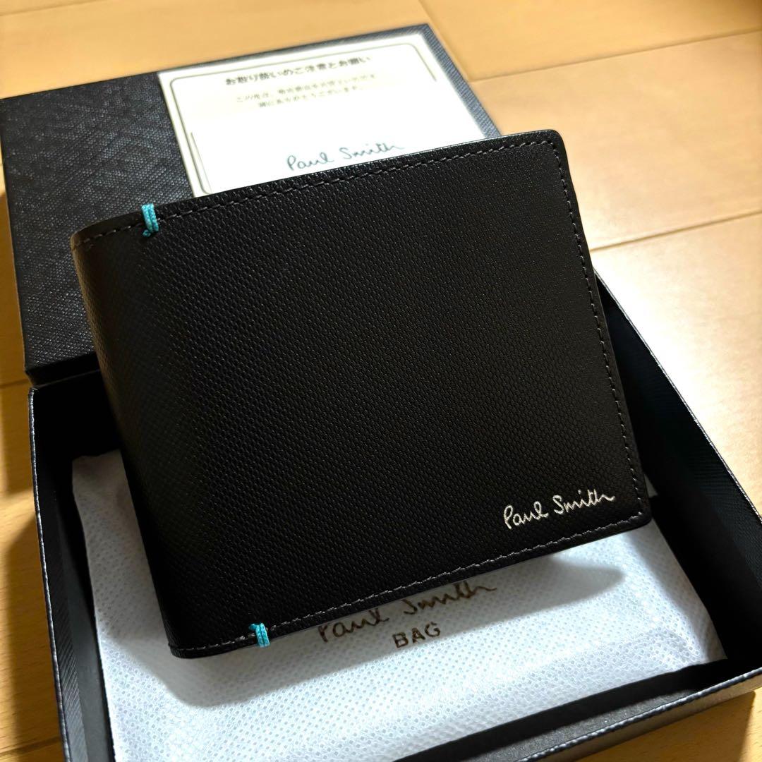 Paul Smith コントラストカラー　二つ折り財布　新品未使用品　ブラック