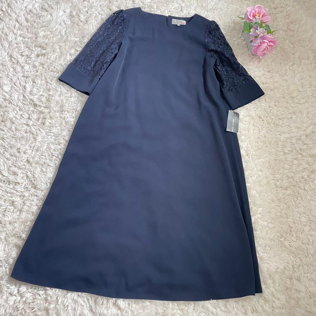 EMOTIONALL DRESSES ネイビー レース袖 パーティードレス　L