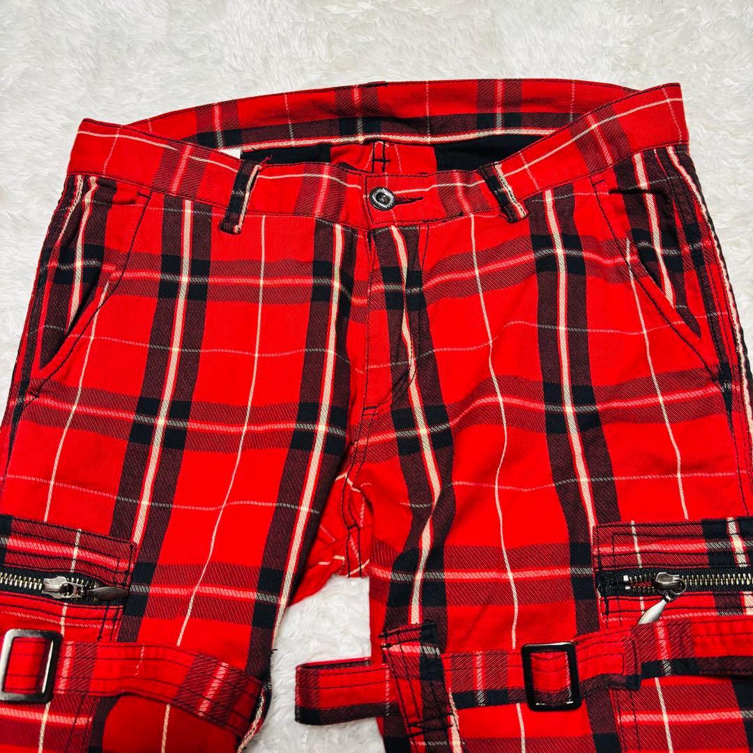 y2k 00s Double Edge フレア パンツ ボンテージ パンツ L