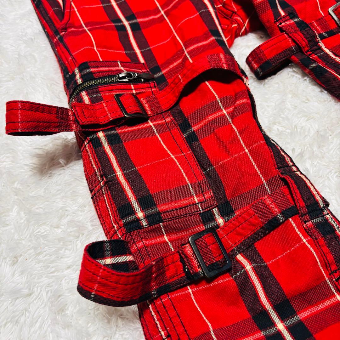 y2k 00s Double Edge フレア パンツ ボンテージ パンツ L